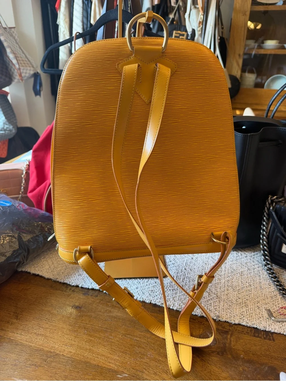 Louis Vuitton Yellow Epi Leather Backpack with Front Pocket